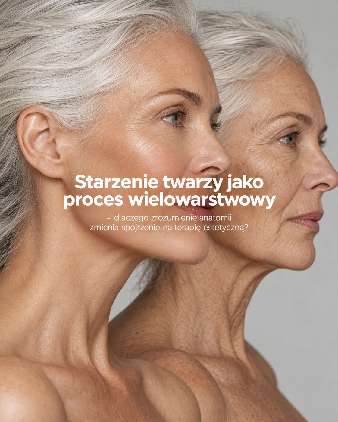 Wizualizacja zmian związanych ze starzeniem twarzy, obejmujących kontur i strukturę tkanek
